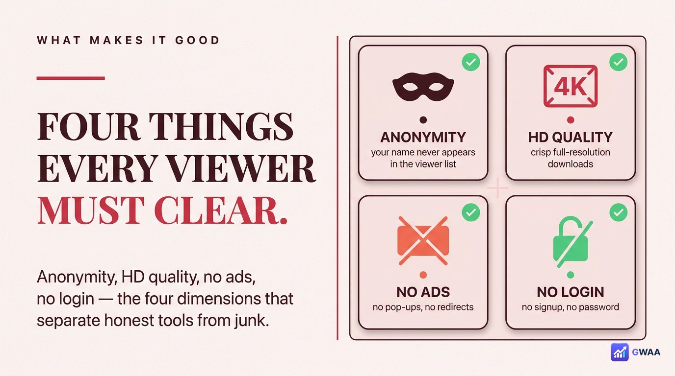 Four criteria for a good anonymous Instagram viewer