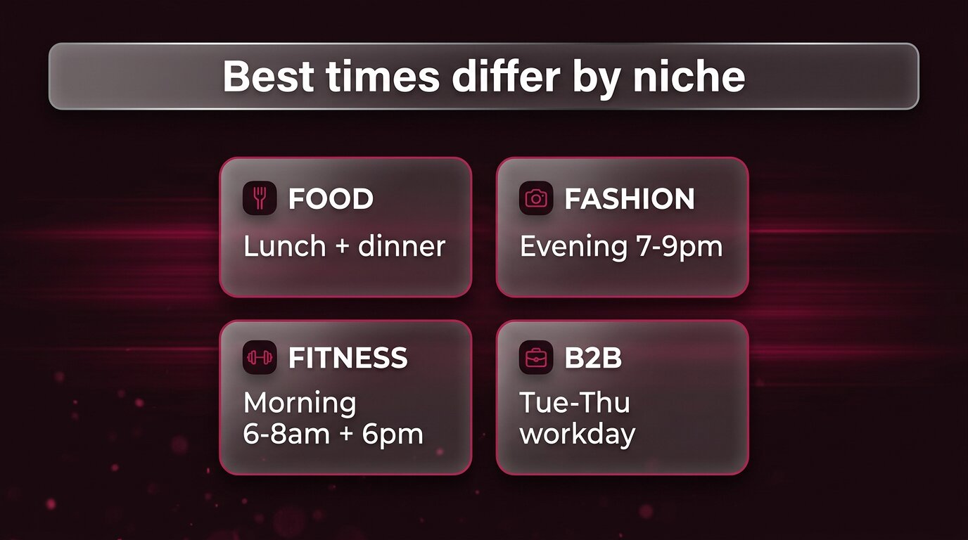 Best times differ by niche - food fashion fitness B2B