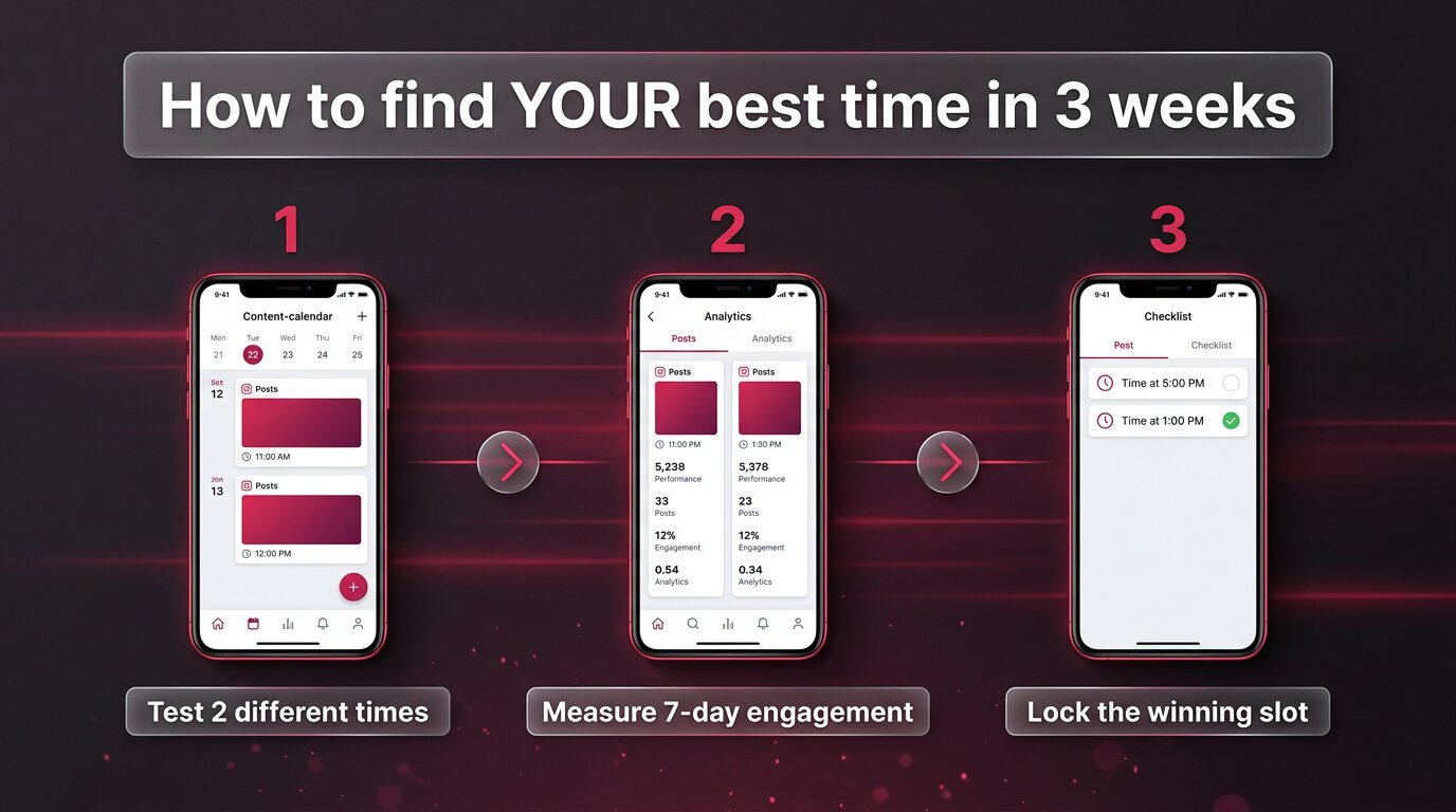 Three-step method to test best posting time