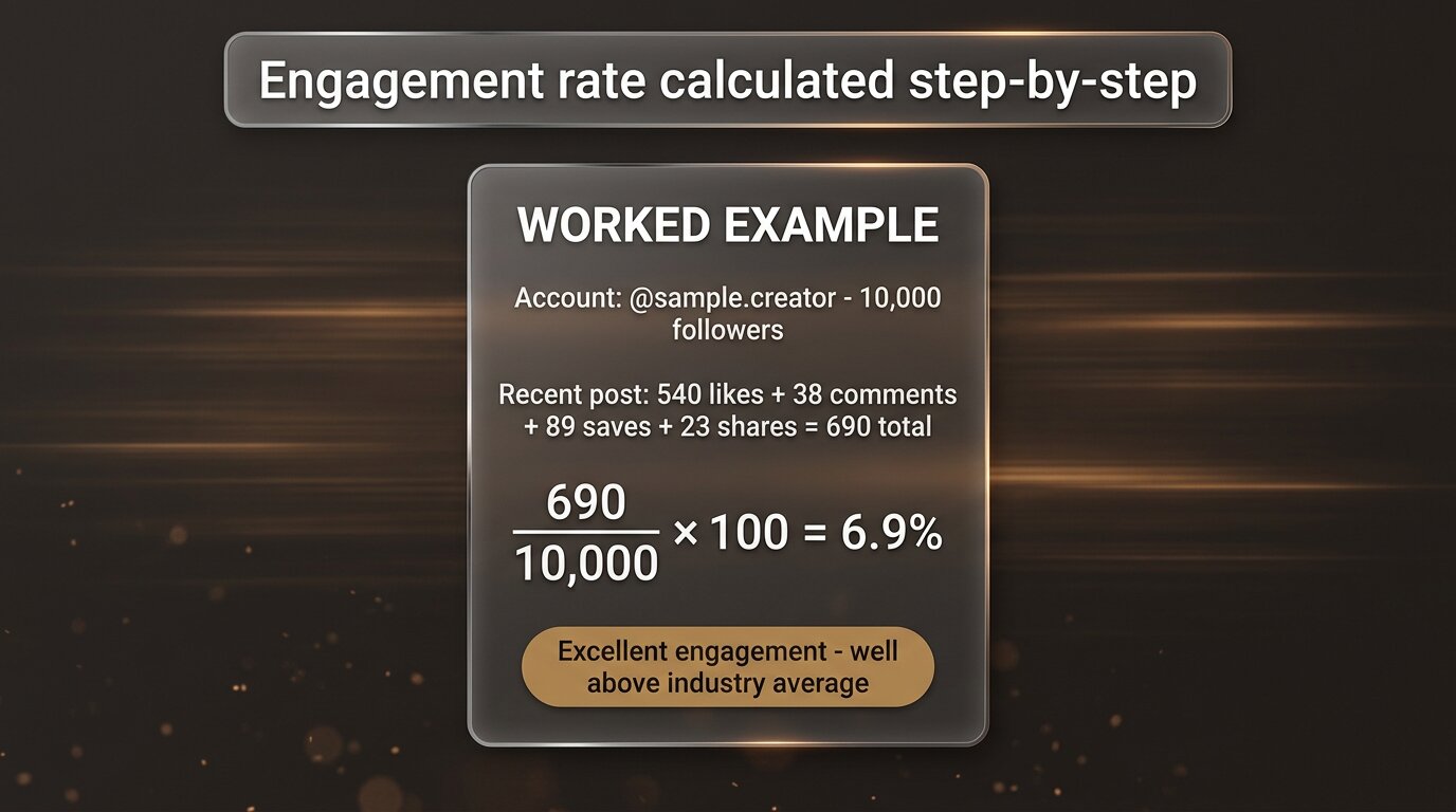 Engagement rate worked example - 6.9 percent on a 10K account