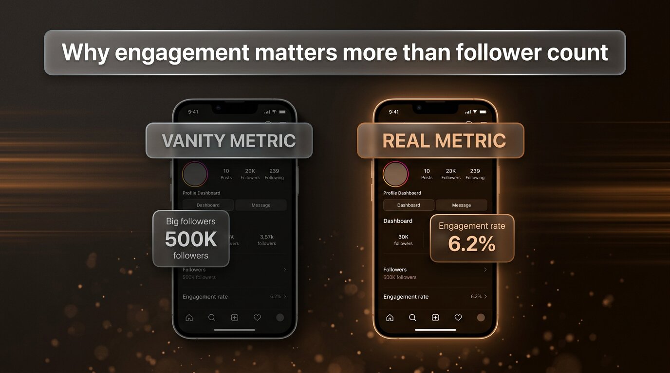 Engagement rate is the real metric vs follower count vanity