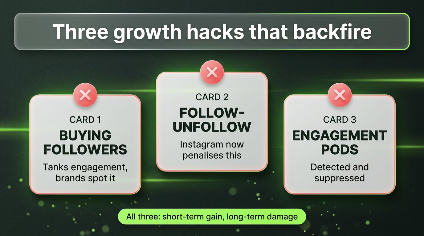 Three growth hacks that backfire - buying follow-unfollow pods
