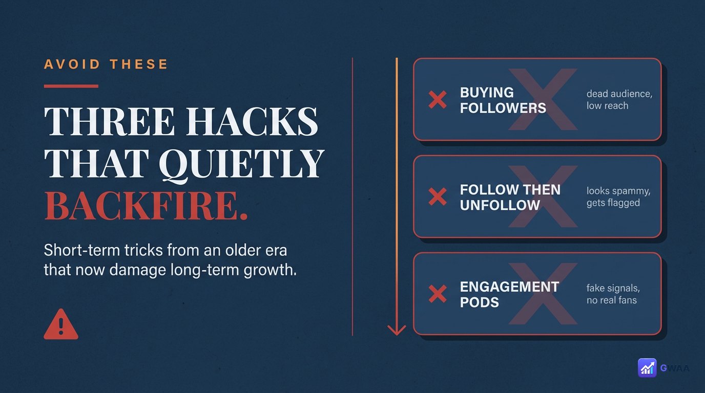 Three growth hacks that backfire - buying follow-unfollow pods