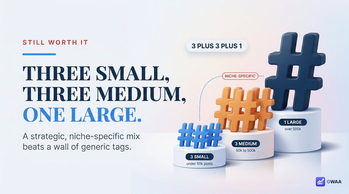 Strategic hashtag mix - small medium large