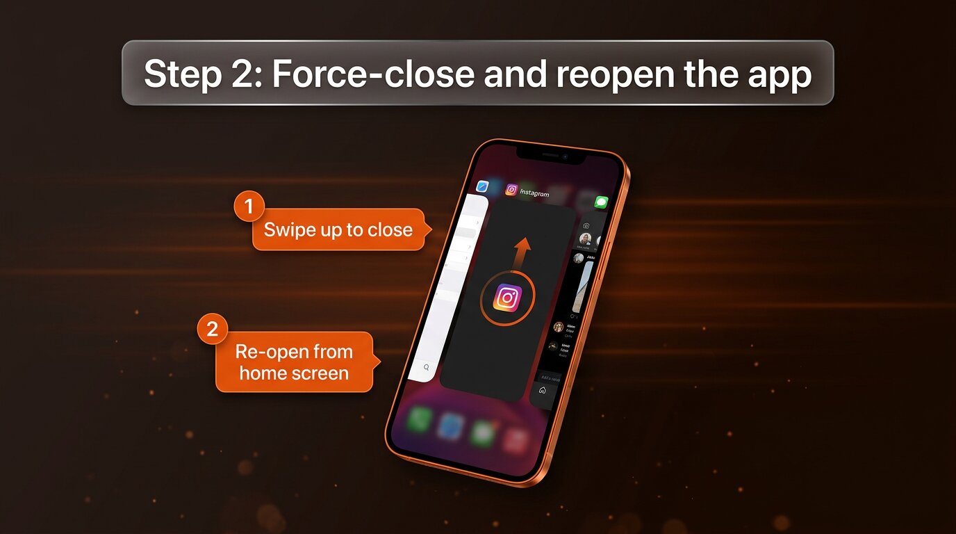 Force-close Instagram app on iOS app switcher
