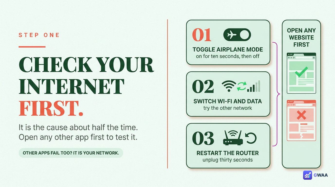 Check internet connection on phone before troubleshooting Instagram