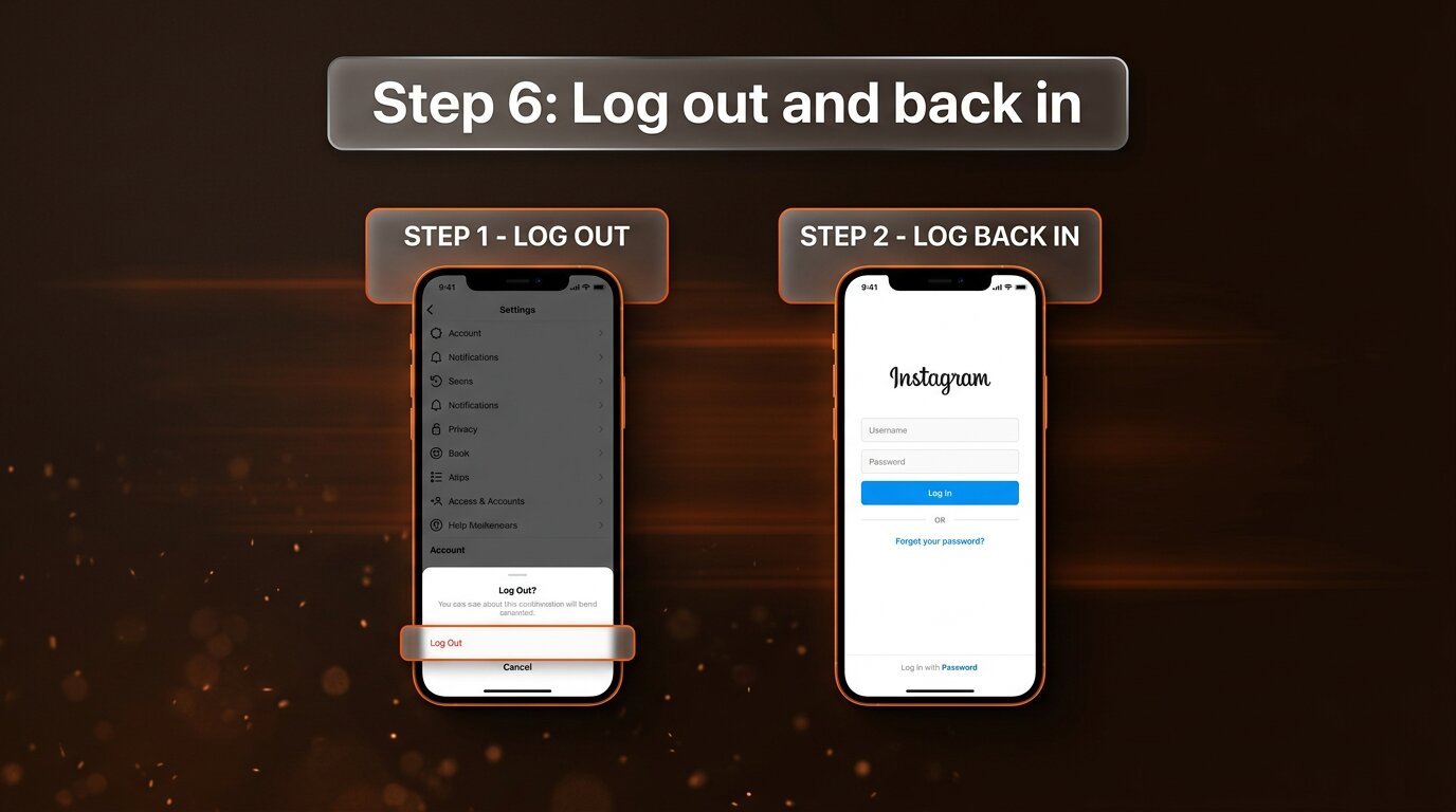 Log out and log back into Instagram