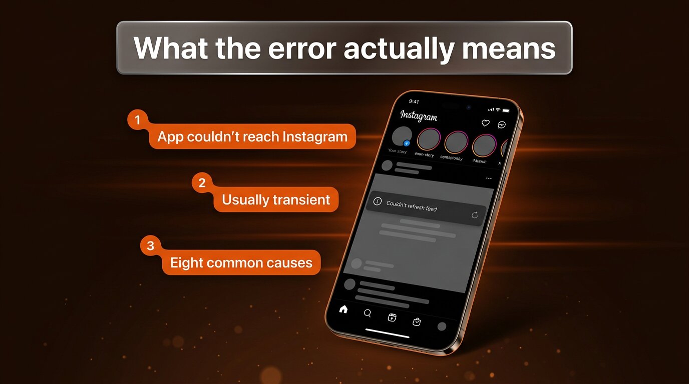 Instagram couldn&rsquo;t refresh feed error on phone screen