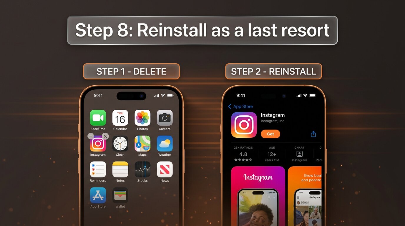 Reinstall Instagram - delete app then reinstall from App Store