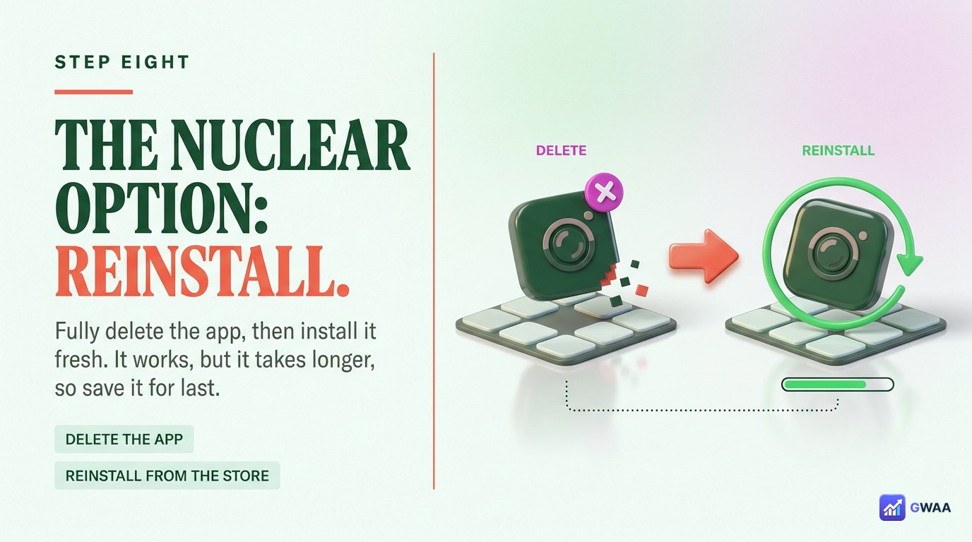 Reinstall Instagram - delete app then reinstall from App Store