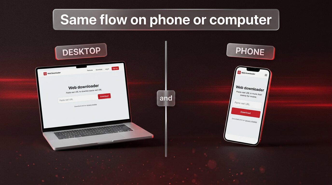 Same flow on phone or computer - desktop and mobile views