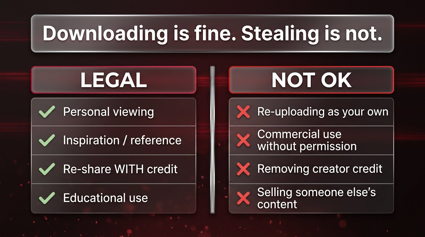Legal personal-use download vs not-ok commercial misuse
