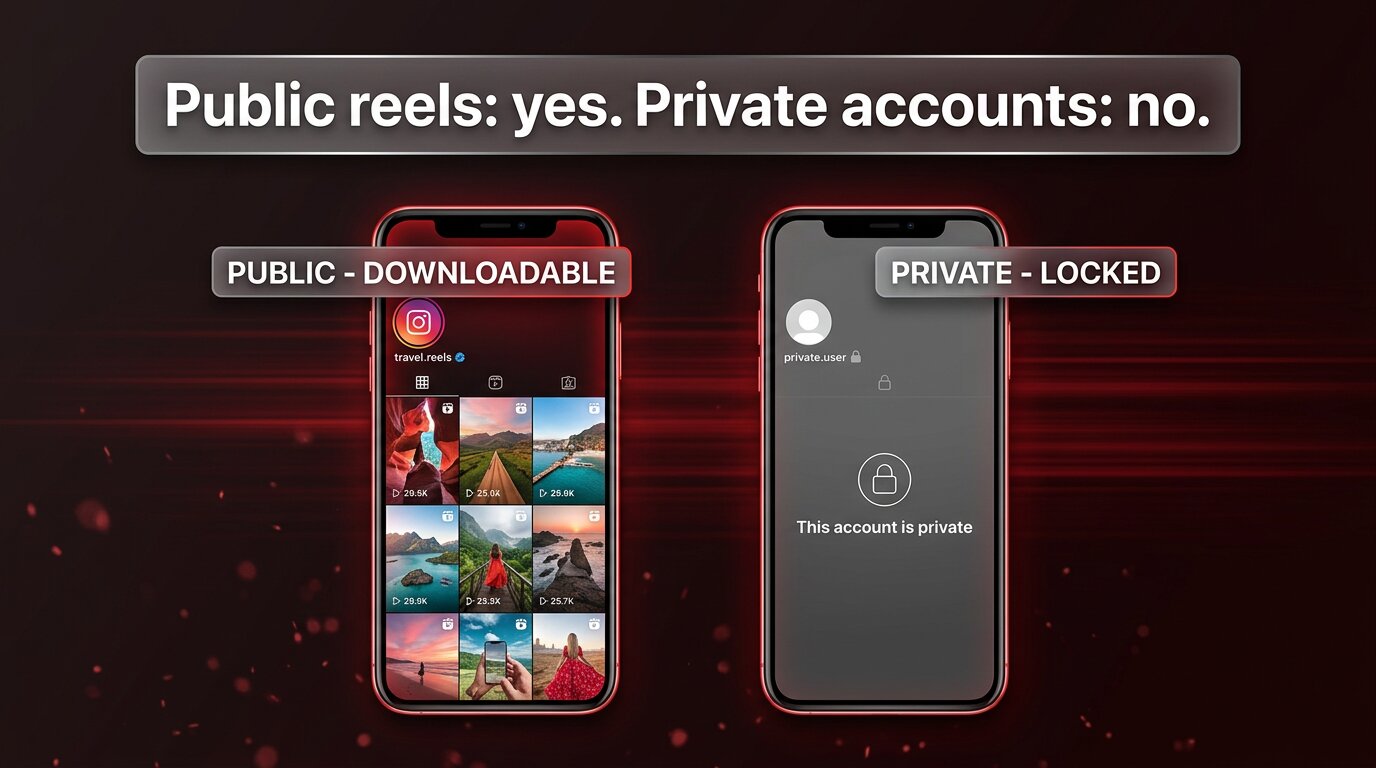 Public reels download yes - private accounts no