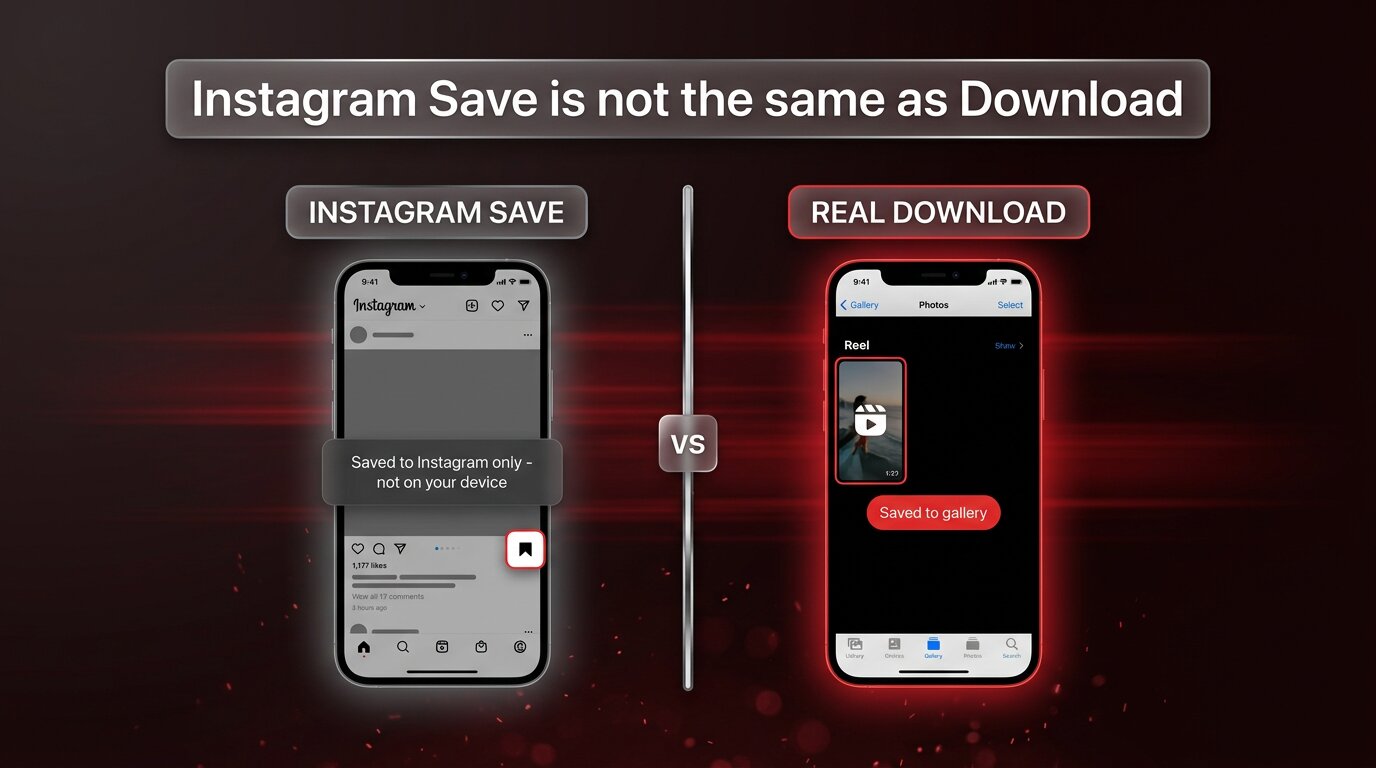 Instagram Save vs real download to your device