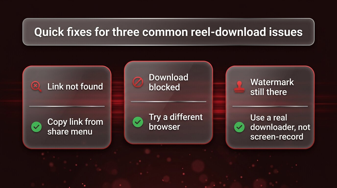Three common reel-download problems and their fixes