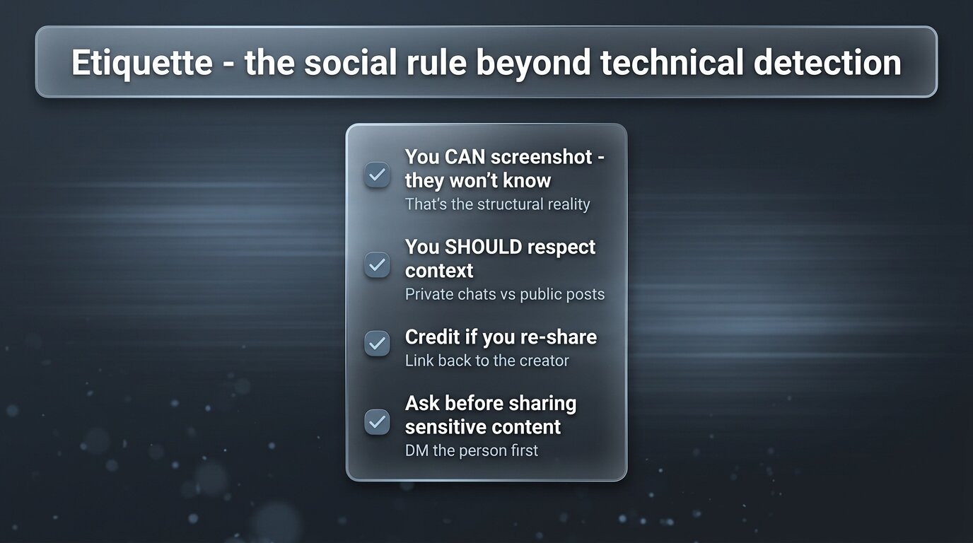 Screenshot etiquette beyond technical detection