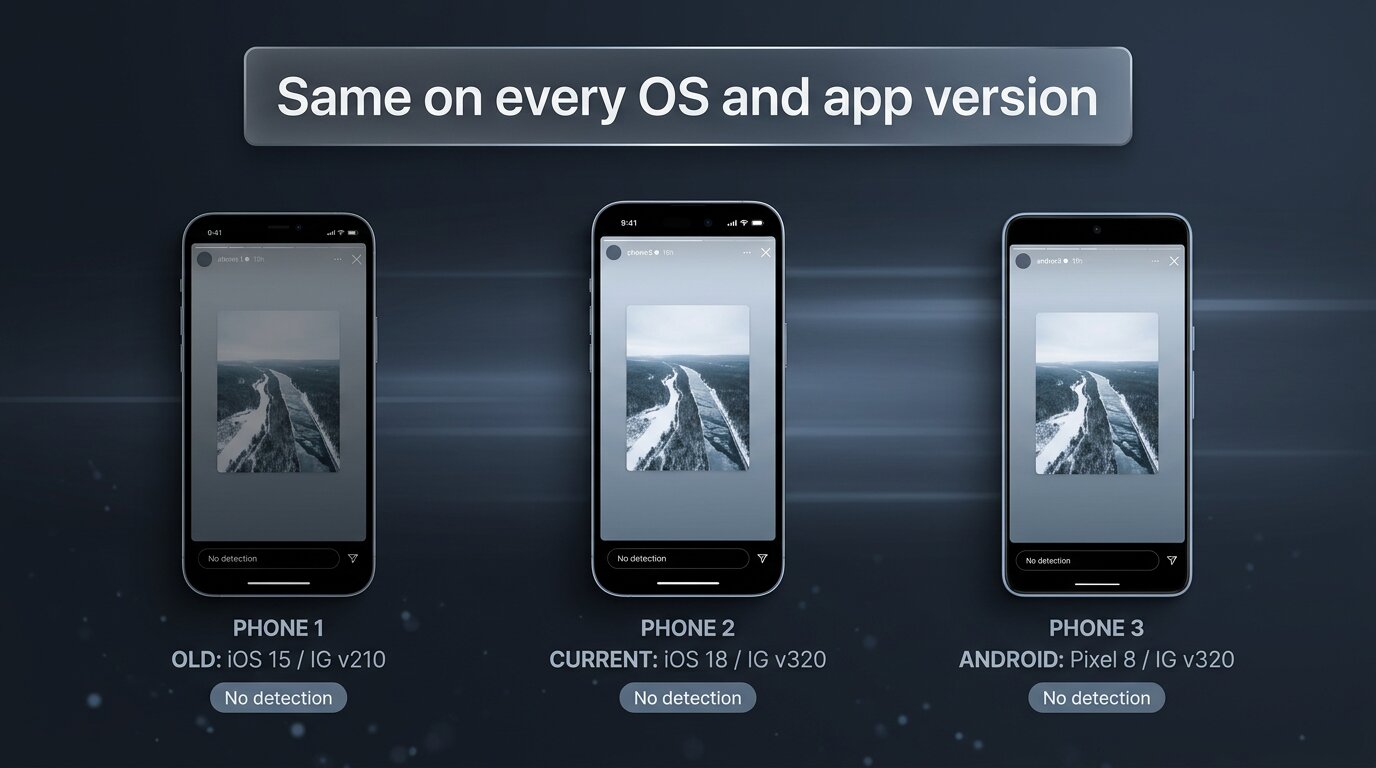 Same rules across iOS Android and Instagram app versions