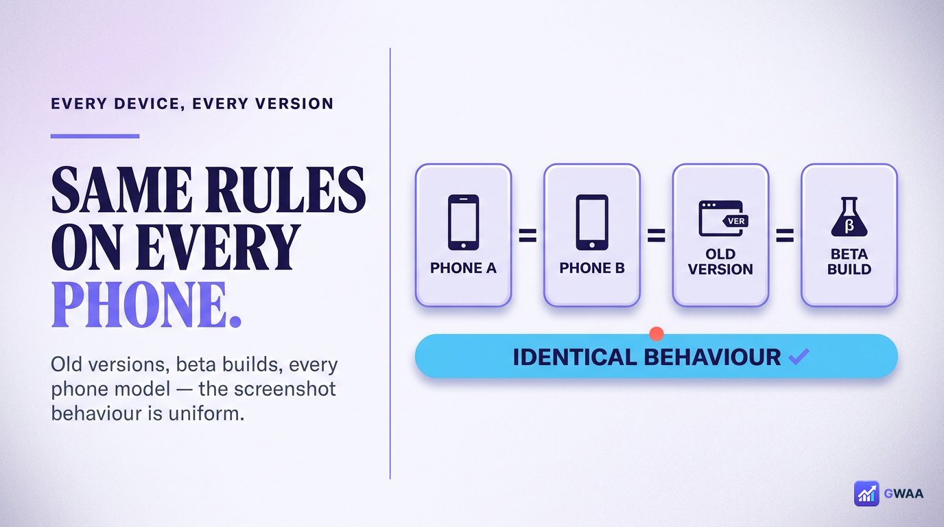 Same rules across iOS Android and Instagram app versions
