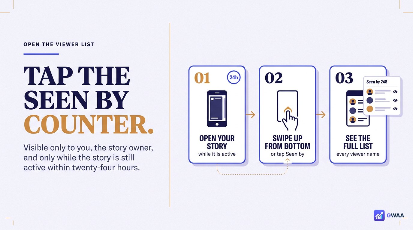 How to open the Instagram story viewer list - tap Seen by counter