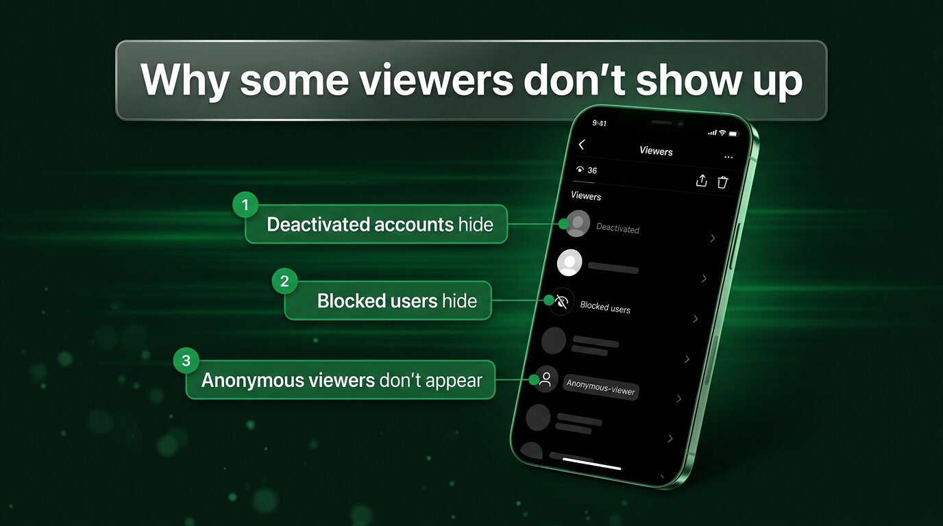 Why some Instagram story viewers do not appear in your list